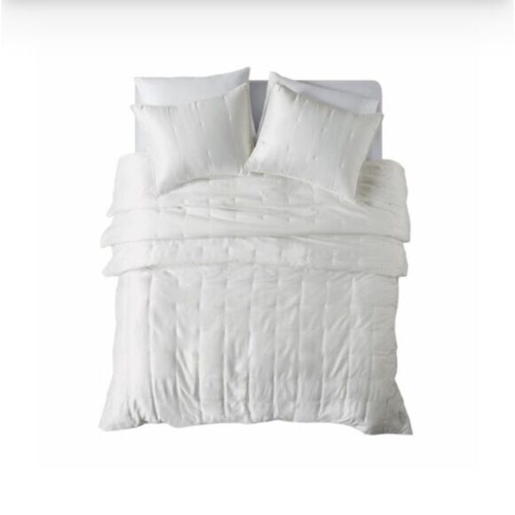 Beautyrest Polyester Charmeuse Ivory Full Queen Quilt Mini Set - Picture 5 of 7